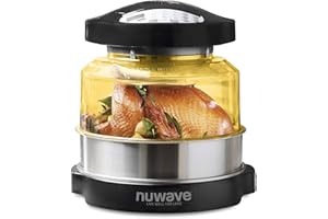 Nuwave Four Pro Plus | Four à Convection par chaleur tournante et à Infrarouge; Friture à Air Chaud, Gâteaux, Grillades, Barbecue, Gril, Cuisson Vapeur, Rôtis et Déshydratation Noir One Size