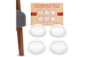 Möbelunderlägg för tunga möbler, runda, transparenta, 4 stycken, 33 mm innerdiameter – golvskydd för soffa, piano och möbler, upp till 140 kg per set