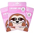 The Crème Shop Animal Sheet Mask, Korean, Hydrating, Collagen, Vitamin C, Anti-Aging - Pack of 3 (Sloth)