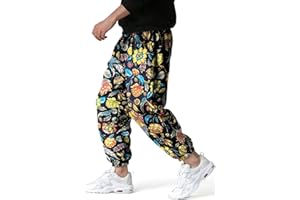 LucMatton Men Casual Cotton Fancy Print Wide Leg Baggy Sweatpants