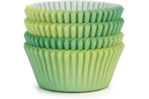 Spesh 100 Pièces Caissettes Cupcake Papier Moule Muffin Papier Taille Standard Moules Cupcakes Jetables pour Baby Shower, Mariage, Noël(Bleu + Vert)