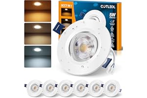 COTLEDL LED Einbaustrahler 230V Flach 5W, IP44 Einbauleuchten Loch 65-80mm LED Spots Schwenkbar Deckenspots, 500LM 3000K/4000K/6500K Einbauspots für Badezimmer Wohnzimmer Küche, 6er Set