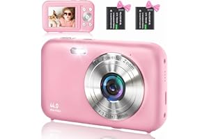YLSHGXFC Cámara de Fotos, Cámara Digital HD 1080P 44MP, Cámara Digital Compacta, 2,5 Pulgadas LCD Recargable Camara de Fotos Digital con Zoom 16X Camara Digitales Compacta para Niño, Adulto(Rosa)