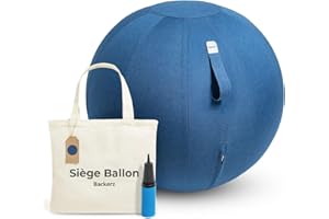 Backerz Siège Ballon - Ballon Ergonomique Bureau & Yoga Chaise Ballon en Taille 55CM 65CM 75CM - Capacité 110kg, Housse en Lin Doux Lavable - pour Une Bonne Posture Ballon pour Le Bureau
