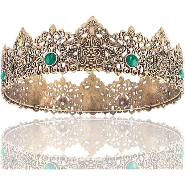 Corona Dorada Para Hombre - Tiara Medieval De Cristal, Para Disfraces, Bodas, Halloween, Festivales