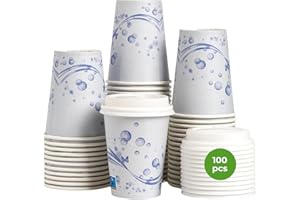 BIOEXXE 100 Bicchieri Asporto con 100 Coperchi, Tazze di Carta per Bevande Calde e per Cappuccino, Grandi 270ml (Viola)