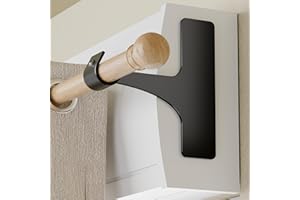 niffgaff Supporti per aste da tenda autoadesivi senza forare, supporti per scatole di tapparelle, per aste da tenda da 19–28 mm, montaggio a parete, metallo nero, set da 2 pezzi
