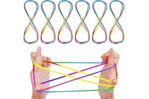 NIUQIGE Fadenspiel Finger Twist, 6-teiliges Set Rainbow Rope Fingerspiele, flexibles Fadenspiel für Kinder, Fingerspiel für Jungen und Mädchen ab 5 Jahren,Fadenspiele und Finger Twist für Kinder