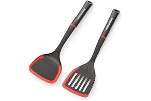 Morphy Richards Slotted and Solid Turner Set, Heat Resistant Nylon & Silicone Cooking Utensils | Non-Stick| Garlic/Ginger Grater, Herb Stripper, Saw Tooth Edge | Dishwasher Safe Kitchen Tools, 869001