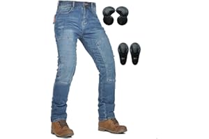 SHAIYOU Hommes Jeans Moto, Pantalons De Motard, Pantalons De Moto Sportifs, Respirants Et Résistants à L'usure, Avec 4 Coussinets De Protection (Blue,XXXL)