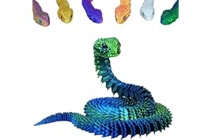 vecora 3D Printed Snake, 3d Printed Fidget Toy, Flexible Articulated Snake Animal Fidget Toys,3D Printed Animals,Home and Office Decoration for Autism/ADHD (Laser-green)
