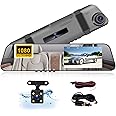 CAMECHO Mirror Dash Cam Front and Rear 4.5 Inch 1080P HD Screen Dual Dash Cam Rear View Camera Car Rear View Mirror Loop Recording Wide Angle Parking Assistance with Motion Detection