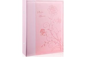 Miaikoe Fotoalbum 10x15 300 Fotos Slip in, große Kapazität Leder Cover Bilderalben hält 300 horizontale 10x15cm Landschaftsfotos für Hochzeit Familie (Rosa)