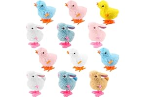 Mienocol 12 piezas de juguetes rellenos de Pascua, juguetes de conejo de pollito de Pascua (pollito y conejos)