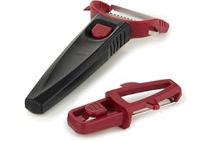 Börner Multi Peeler Set (3-piezas) • Pelador universal/pendular para verduras y frutas • Accesorio cortador en juliana + pelador de patatas + mango múltiusos • Pelador de verduras (Rojo)