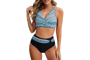 Nadeer Bikinis Mujer Push up Conjuntos de Bikini Cintura Alta Traje de Baño Sexy con Cuello en V Bañador Ropa de Playa Tops y Braguitas