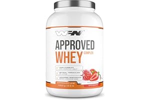 ‎WORLD'S FOOD NUTRITION WFN Approved Whey - Whey Proteinpulver - Erdbeere - 1 kg - Mit Whey Isolat & Laktase - Sehr gut lösliches Eiweißpulver - 33 Portionen - Made in Germany - Extern Laborgeprüft