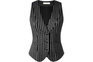 Belle Poque Weste für Damen Vintage Ärmellos Reverskragen Einreihig Elegante Anzugweste mit Taschen