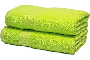 Bentley Priory Linens Hand Towels (2 PACK) for Bathroom Supreme Range 500GSM Super Soft Cotton Pack of 2 Absorbent and Quick Dry Hand Towels Set 50 x 85cm (NEON GREEN LIME)