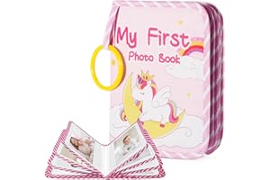 Oaygat Baby's My First Family Photo Album 17 4x6 Pictures Soft Cloth Photo Album Unisex Kids' Personalized Memory Photos Albums for Family Baby Shower Party Toddler Kid Girl
