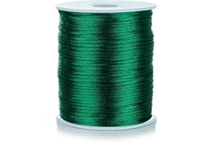 FQTANJU 2mm Nylon Satin Cord, 100 Yards, Green, Perfect for Jewelry Making, Macrame, Crafting