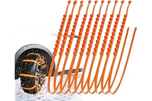 BUTYEAK Schneereifen-Kabelbinder, Schneeketten für Winter Autoreifen, 10 Stück Rutschfeste Ketten für Auto, Autoreifen Schneekette, Verstellbar Anti-Rutsch Reifen Ketten, Gurtketten für Schnee Eis Schlamm