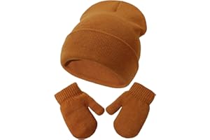 YANWANG Bebé Gorro Mitones Conjunto Niños Invierno Caliente Punto Gorros con Guantes para Niños Pequeños