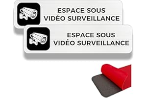 FloraVigo Panneau de Caméra, 2 Panneaux de Propriété Privée, 19×5 cm, Alarme de Sécurité, Intérieur/Extérieur, en Aluminium, Avec Autocollant (Vidéo Surveillance)
