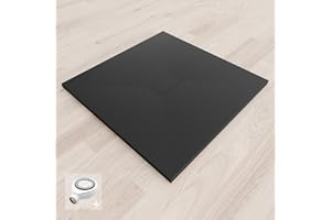 SANIVERRE BAYA Receveur de douche extra-plat aspect pierre ardoise Noir 100 x 100 cm + bonde centrale