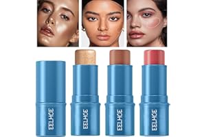 DENESTUP Stick per Contorno, 3 Pezzi Di Blush in Crema, Stick Evidenziatore E Bronzer Non Grasso Impermeabile Sfumabile, A Lunga Durata E Scorrevole per Scolpire Facilmente Le Guance Del Viso