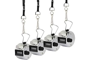 ZoomSky 4 Pcs Compteurs Manuels, Compteur Mécanique à 4 Chiffres Clicker Comptage à Main Compteur de Personnes avec Cordons pour Sport Manifestation Compte de Pas