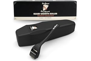 Red-Blooded Beard Roller 0.5mm – 540 Titanium Microneedle Derma Roller for Beard Growth & Hair Regrowth for Men – Microneedling Tool for Thicker, Fuller Beard & Skincare