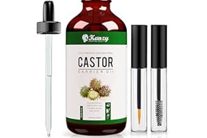 KANZY HAIR AND BEAUTY Kanzy Organic Castor Oil for Eyelashes and Eyebrows 50ml Cold Pressed Castor Oil for Hair Growth 100% Natural and Pure Castor Oil with Brushes For Hair, Beard, Nails and Skin