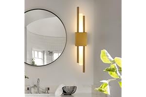 Riserva Lampa ścienna LED do wnętrz, cylindryczny, podwójny, równoległy, lampa ścienna, ciepła biel, 10 W, nowoczesna lampa ścienna do salonu, korytarza, schodów, ciepła biel 3000 K, złota