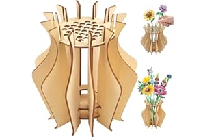 YECONIRE Holz Vase für Lego Blumen, Vasen für Lego Rosen, Blumenvase für Lego Blumenstrauß, Geschenk für Erwachsene und Frauen