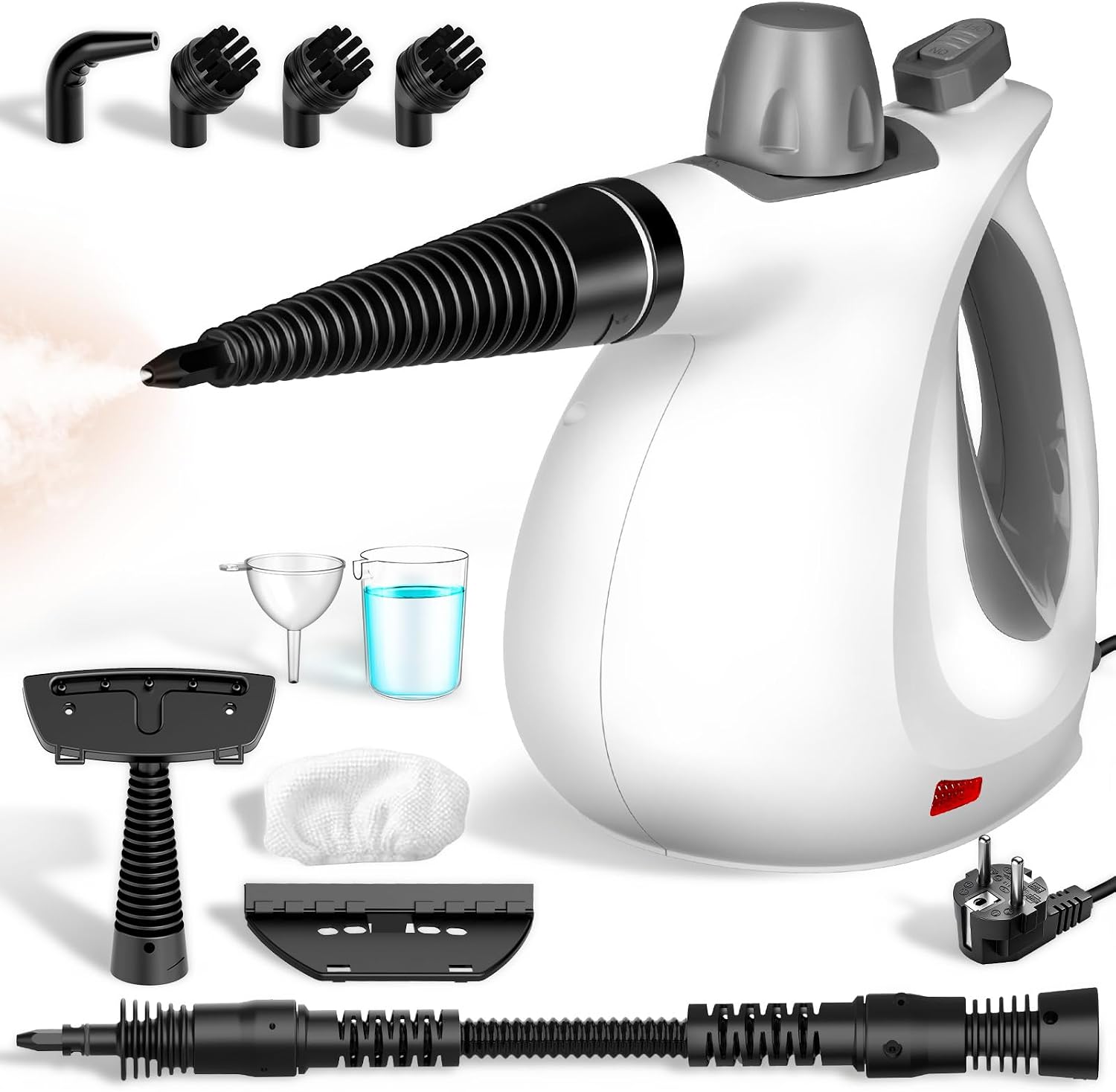 Limpiador a Vapor Portátil, 100% sin Químicos, Vapor a Alta Presión Elimina Eficazmente Polvo, Suciedad y Grasa, Vaporeta Limpieza Hogar 1050W 3bar para Cocina, Baño, Coche, Ventanas y Juntas