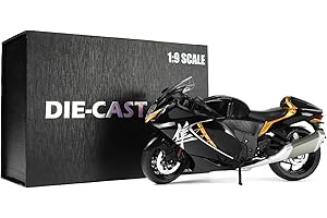 Risopen 1:9 Motorcycle Model for Suzuki Hayabusa Metal Die-cast Motorcycle Model No Assembly Required Mini Finished Moto Gift for Adult（Black）