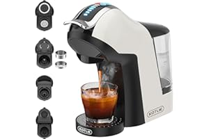 KOTLIE Macchina da caffè 5 in 1, 3 temperature, 7 livelli d'acqua, adatta a molti tipi di capsule, con modalità di decalcificazione (EM-308B) Bianco
