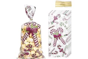 MCISKIN 50 Bolsas de Celofán de Navidad para Regalo de Dulces, Pequeñas y Vacías - Decoraciones de Fiesta