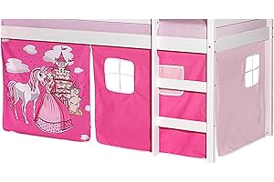 IDIMEX Cortina de cama de princesa a cama alta, cama antideslizante, cama de juegos, color rosa/rosa