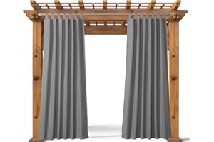 JEMIDI Rideau Exterieur Impermeable - 1x Rideau Exterieur Terrasse Occultant 260 x 210 cm en Polyester avec 14 Fermetures à Scratch - pour Balcon Pergola Tonnelle Jardin