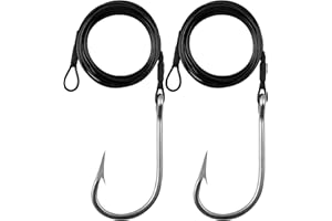 JOGFFDE Fishing Shark Rig Big Game Stainless Steel Fishing Hooks with 400lb Nylon Coated Cable Leader Rigging Surf Shark Fishing Rigs for Shark Tuna Saltwater Fishing