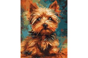 TISHIRON DIY Paint by Number Yorkshire Terrier Paint by Numbers for Adults Dog Abstract Adult Paint by Numbers Kids on Canvas Wall Art Paint by Numbers for Adults Beginner 16x20 inch