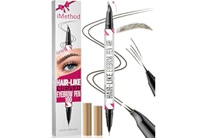 ‎IMETHOD iMethod Curved Microblading Augenbrauenstift - Eyebrow Pencil 2-in-1 Dual-Ended Augenbrauenstift, Eyebrow Pen with Curved Tip & Präziser Pinselspitze Erzeugt Natürliche Augenbrauen, Brown