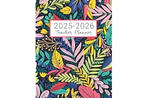Teacher Planner: Lesson Plan for Class Organization | Weekly and Monthly Agenda | Academic Year August - July | Dark Tropical Floral Print (2019-2020)