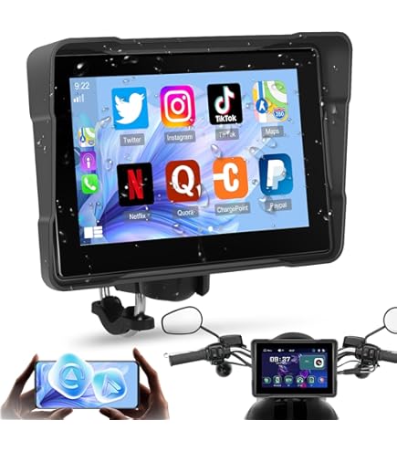 Euakee 5'' CarPlay & Android Auto Per Moto | Schermo Touch Impermeabile IP67 | GPS E Controllo Vocale - Foto 3