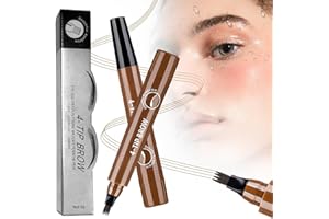‎JOHNBOLIN Microblading Augenbrauenstift Wasserdicht,2025 Neu 4-Zacken Gabelspitze, Langanhaltender Augenbrauenstift für Natürliche Härchenzeichnung, 3D Mikro Brow Pen Microblading Effekt (Dunkelbraun)