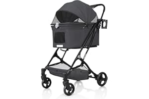 Beberoad Cochecito para Perros, Cochecito plegable, Carrito para Mascotas, cochecito de Viaje Ligero, Cochecito para Perros Adecuado para Perros Pequeños de Hasta 15 Kg (Negro)