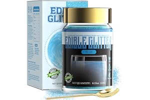 ANRZO Glitter Commestibili per Torte e Bevande - Polvere Colorante Brillante, Decorazioni per Torte, Cupcakes, Cioccolato, Bevande, Cocktail- Vegano, Senza Glutine - 15g (Blu)