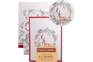 Maison d' Hermine Holly Time - Canovaccio da cucina, in 100% cotone, multiuso, morbido e assorbente, salvietta, strofinaccio da bar, per Natale e giorno del Ringraziamento (50cm x 70cm)